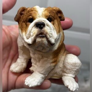 Rare Vintage UDC Stone Critters Brown & White Bulldog Collectible Figurine